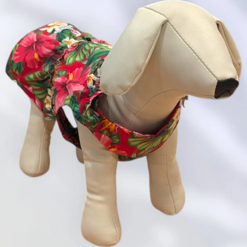 Deal Alert Aloha Blossom: Red Tropical Hawaiian Flower Dog Dress