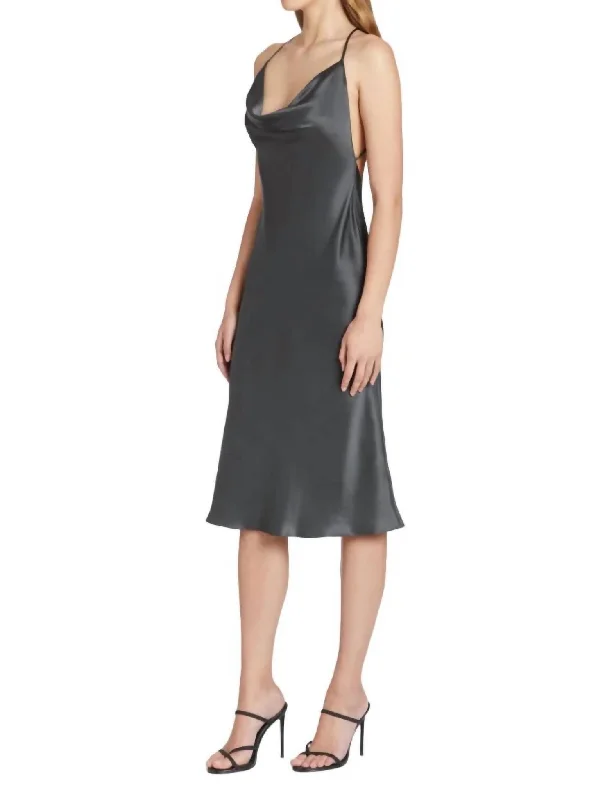 Crazy Deals Tayce Silk Dress In Zinc