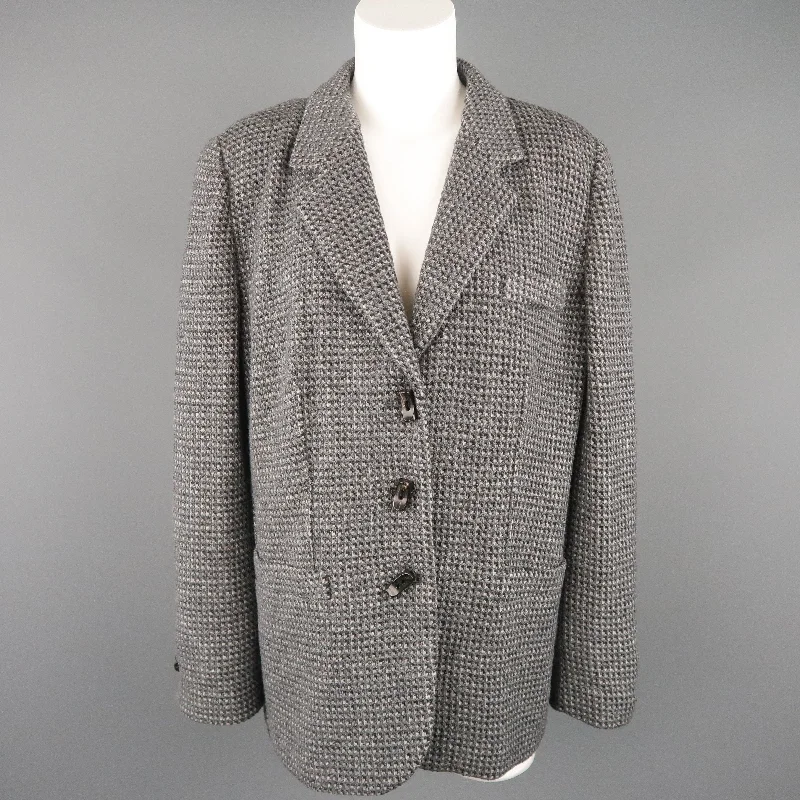 Daily Deals GIORGIO ARMANI Size 16 Grey Textured Wool Blend Notch Lapel Jacket