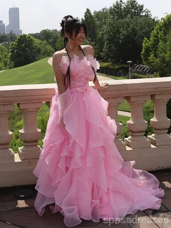 Markdowns Gorgeous Pink A-line Long Party Prom Dresses Ideas,Evening Gowns,13865