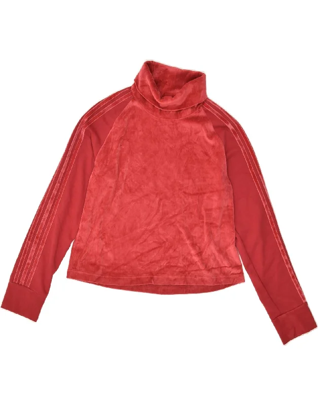 Customer Appreciation Sale ADIDAS Womens Velour Roll Neck Sweatshirt Jumper UK 8/10 Small Red