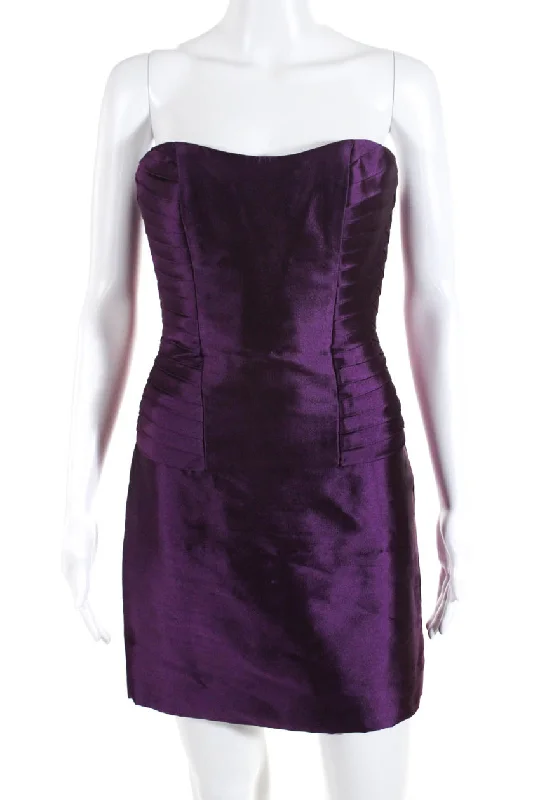Blowout Sale Rafael Cennamo Womens Back Zip Sweetheart Cocktail Dress Purple