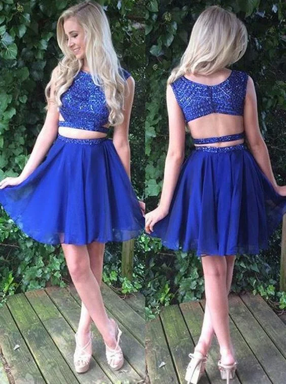 Deep Discounts Siaoryne SP016 Short two pieces homecoming dress blue
