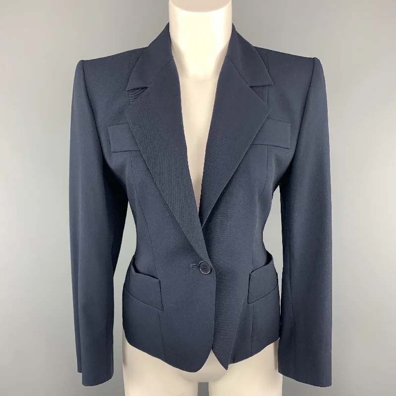 New Deals YVES SAINT LAURENT Size 6 Navy Virgin Wool Cropped Sport Jacket