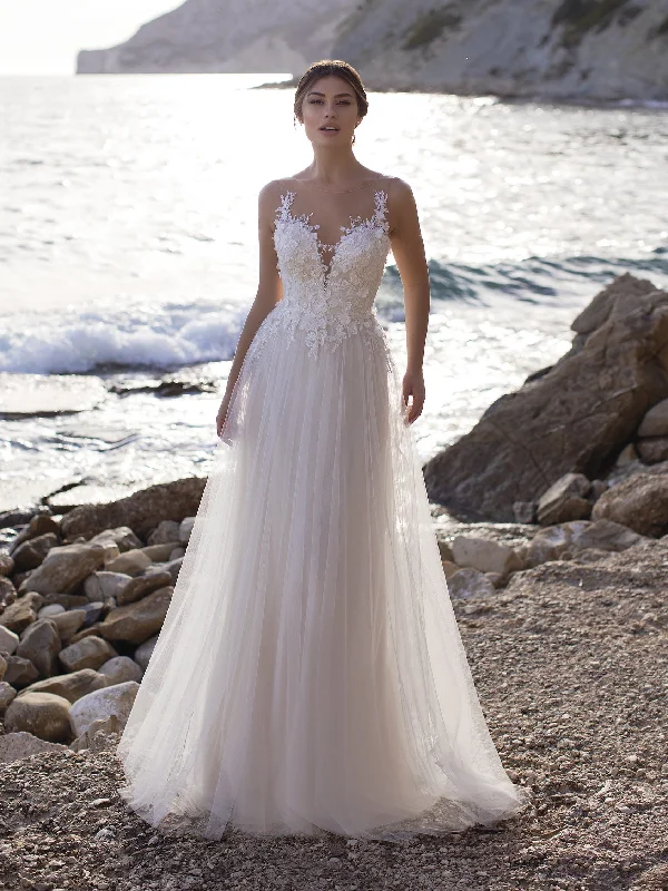 Don't Miss White One Bridal BETHANY Size 14 Long Sheer Glitter Wedding Dress Applique Don't Miss White One Bridal BETHANY Size 14 Long Sheer Glitter Wedding Dress Applique
