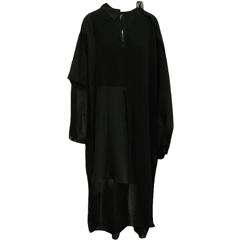 Hurry In Loewe Long Sleeves High Low Dress in Black Viscose