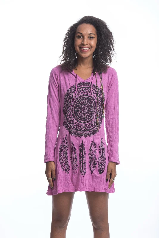 Shop and Save Sure Design Women's Dreamcatcher Hoodie Dress Pink