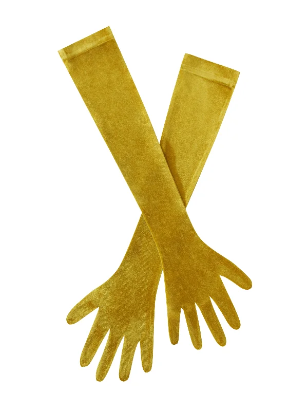 Members Only Ozella Gold Velvet Opera-length Gloves