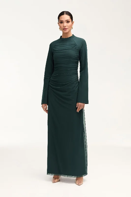 Year-End Clearance Emilia Rouched Maxi Dress - Enchanted Forest