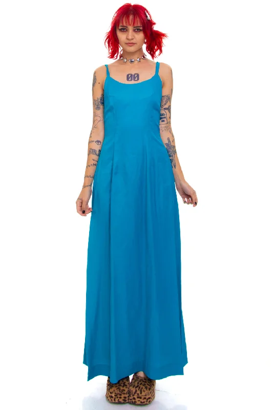 Factory Direct Sale Vintage 70's Union Made Turquoise Blue Slip Gown - S