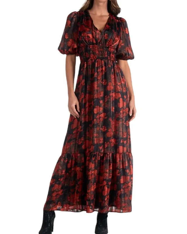 Deal Dash Elaine Floral Dress In Red