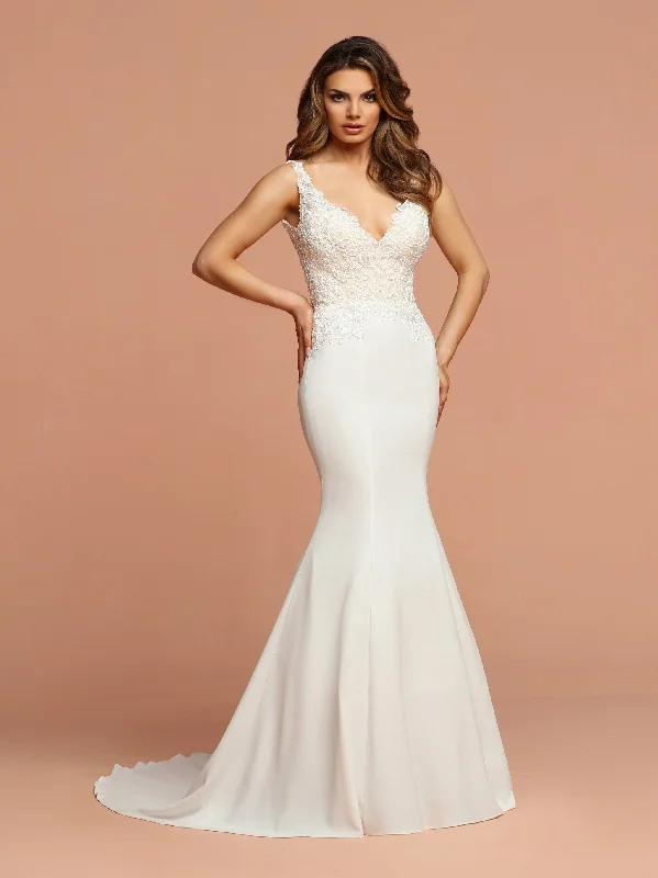 Discount Deals Davinci Bridal 50592 Crepe Mermaid Sheer Lace Wedding Dress Open Back V Neck Gown Discount Deals Davinci Bridal 50592 Crepe Mermaid Sheer Lace Wedding Dress Open Back V Neck Gown