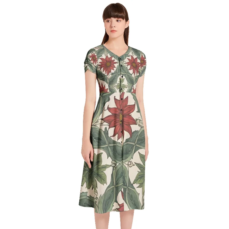 Customer Appreciation Sale Puff Sleeve Button Through Dress