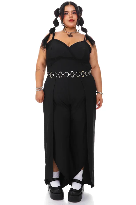 Stock Clearance Vintage Y2K Black Lace Jumpsuit - 2X