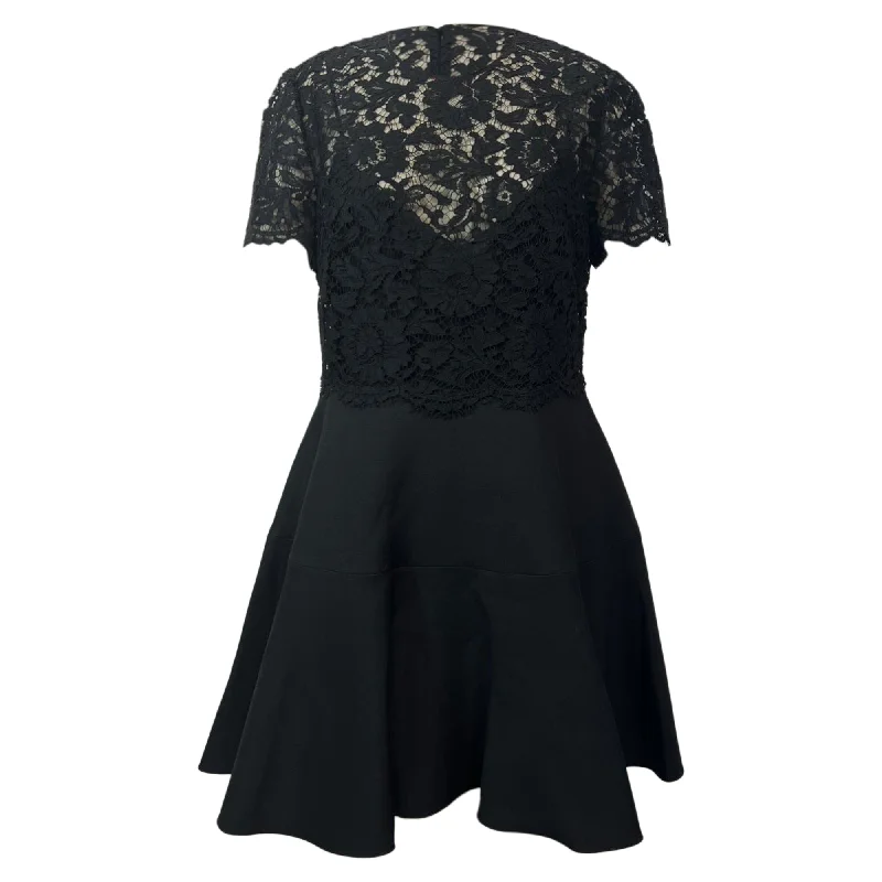 Midnight Madness Valentino Garavani Mini Lace-Paneled Dress in Black Wool