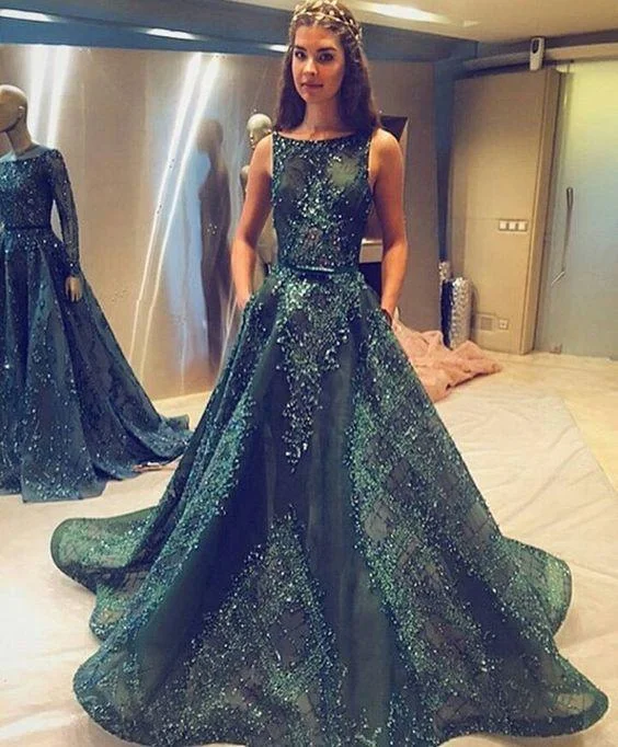 Savings Spectacular New arrive A-line green lace long princess prom dress, PD0843