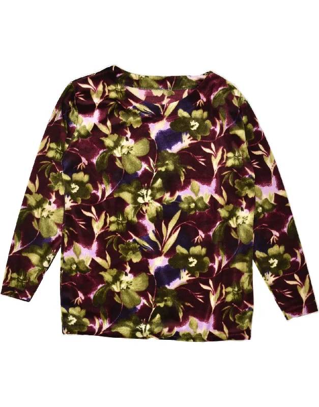 YEAR-End Sale VINTAGE Womens Fleece Jumper UK 16 Large Multicoloured Floral