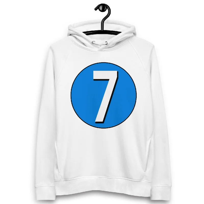 Price Reduction Unisex pullover hoodie: White on Blue 7