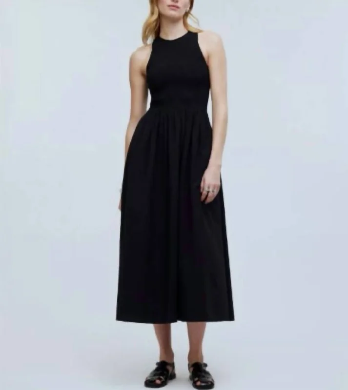 Value Deals Melody Smocked Midi Dress In Black