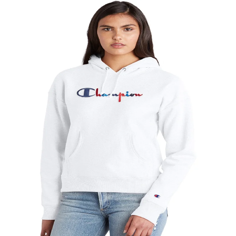 New Deals Champion Reverse Weave Fleece Women's Pullover Hoodie White