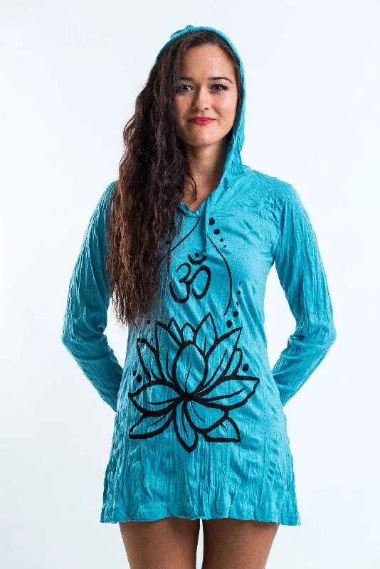 Savings Galore Sure Design Women's Lotus Ohm Hoodie Dress Turquoise