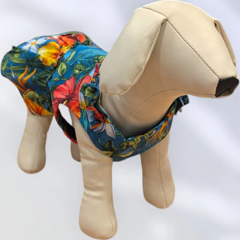 Can't Miss Ocean Breeze: Indigo Tropical Flower Dog Dress