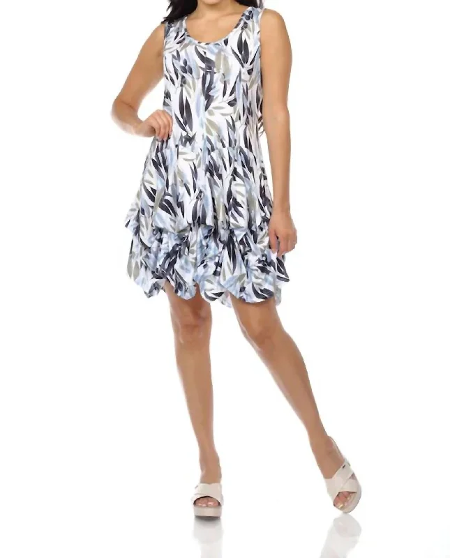 Online Only Sleeveless Floral Tiered Mini Dress In Muti Grey