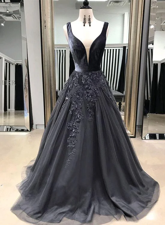 Weekend Deal formal modest black long prom dresses, PD5887