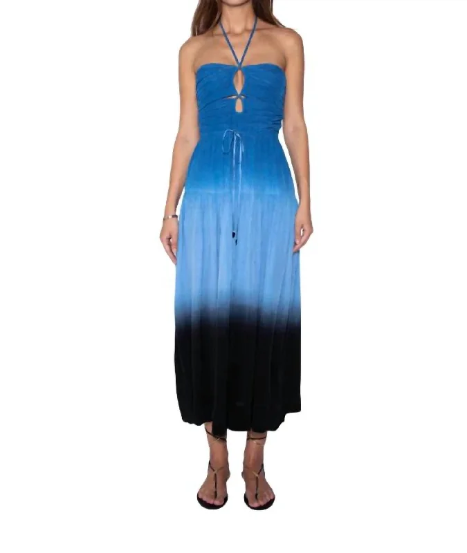 Limited Edition Malwa Ombre Midi Dress In Blue Ombre