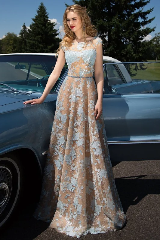 Price Cut Charming Cap Sleeve Blue Lace Open Back A-Line Tulle Scoop Floor-Length Prom Dresses,BS0002 Price Cut Charming Cap Sleeve Blue Lace Open Back A-Line Tulle Scoop Floor-Length Prom Dresses,BS0002