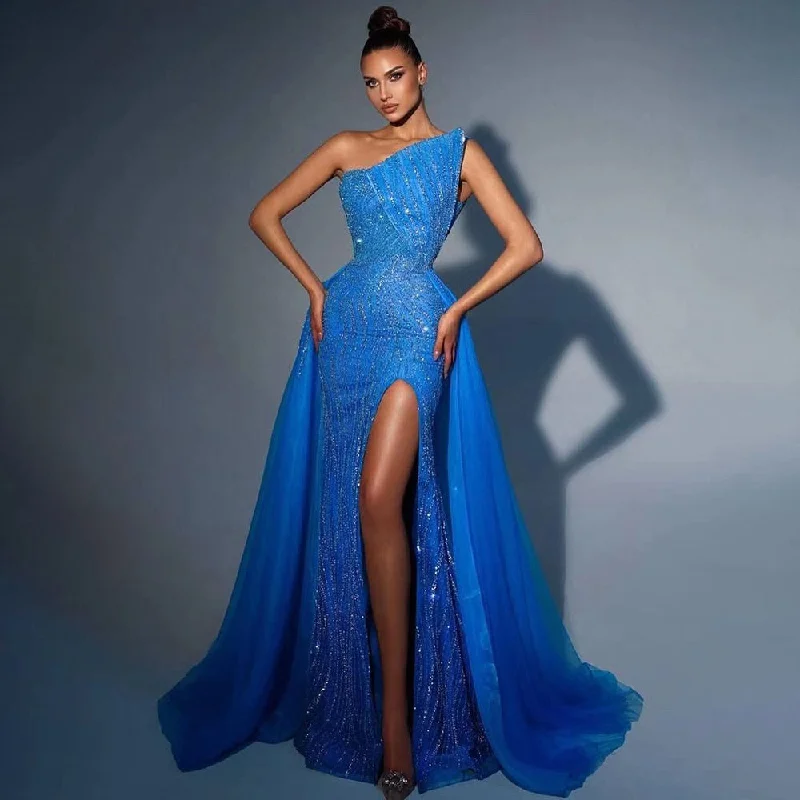 Buy Now Serene Hill Arabic Blue Sexy Strapless High Split Luxury Beaded Dubai Evening Dresses For Women Wedding Party 2024 LA71921