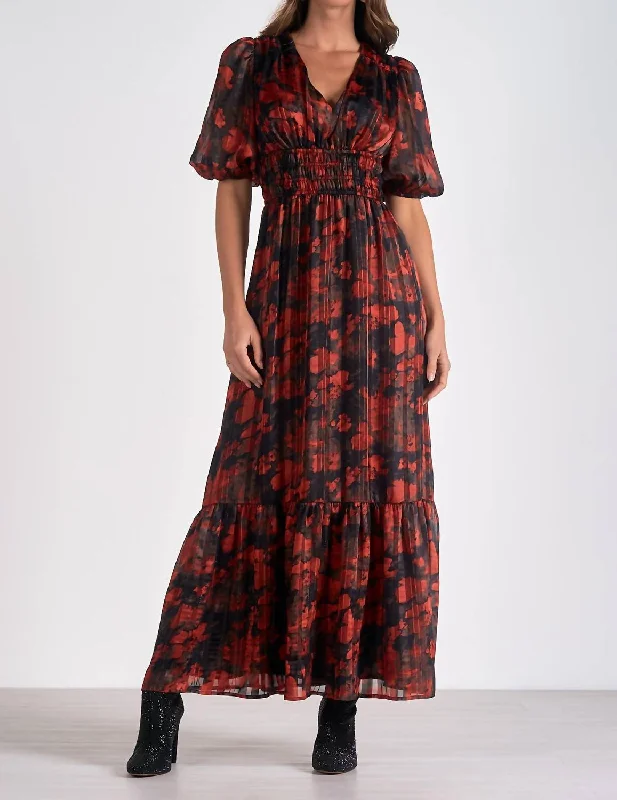 Bargain Prices Floral V-Neck Maxi Dress In Red Floral