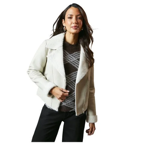 Warehouse Sale Principles Womens/Ladies Faux Fur Collar Biker Jacket
