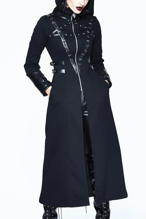 Exclusive Access Black Punk Inverted Pentagram Long Womens Coat