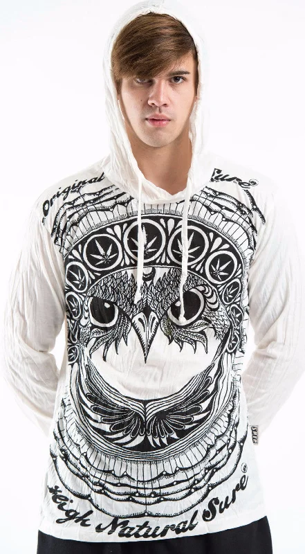 Fantastic Offers Sure Design Unisex Weed Owl Hoodie White