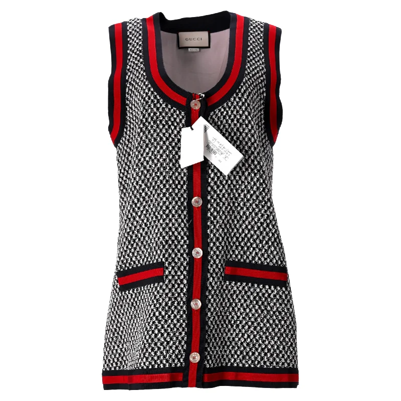 Price Rollback Gucci Oversized Web Tweed Waistcoat In Multicolor Cotton