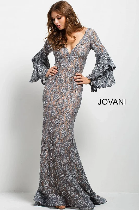 Big Savings Jovani 57048 Size 6 Navy long bell sleeves evening gown embellished lace mermaid prom dress Big Savings Jovani 57048 Size 6 Navy long bell sleeves evening gown embellished lace mermaid prom dress