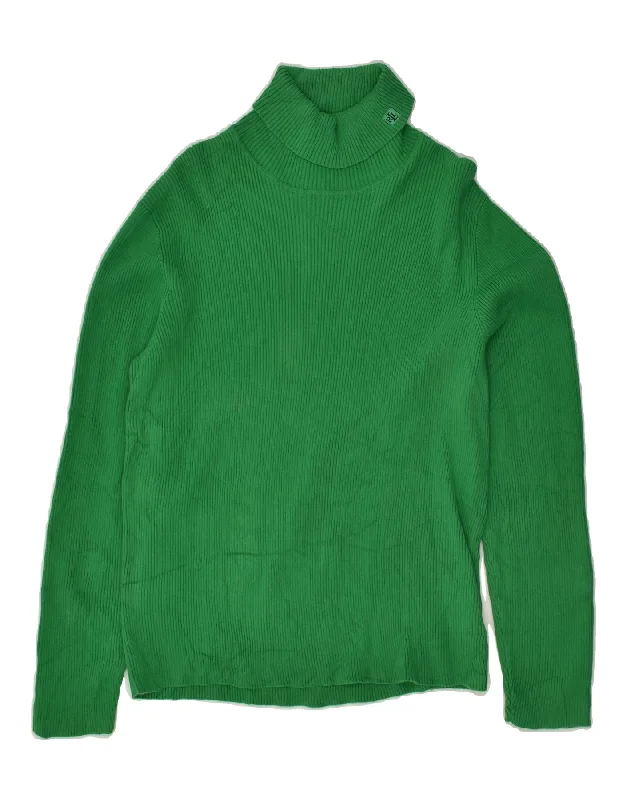 Massive Deals RALPH LAUREN Womens Roll Neck Jumper Sweater UK 18 XL Green Cotton