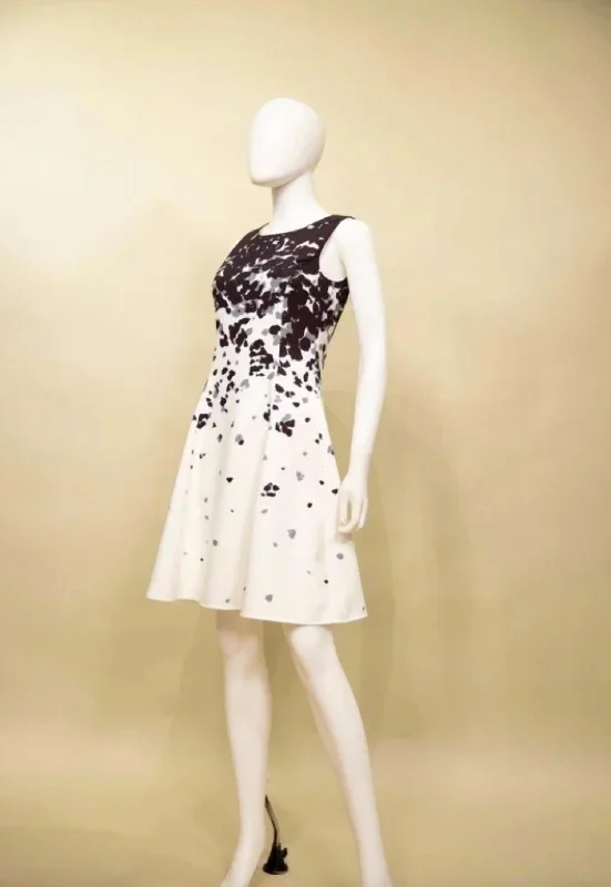 Act Now Dot Print Dress In White With Black