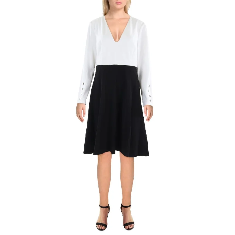 Stock Clearance Womens Mini Colorblock Fit & Flare Dress
