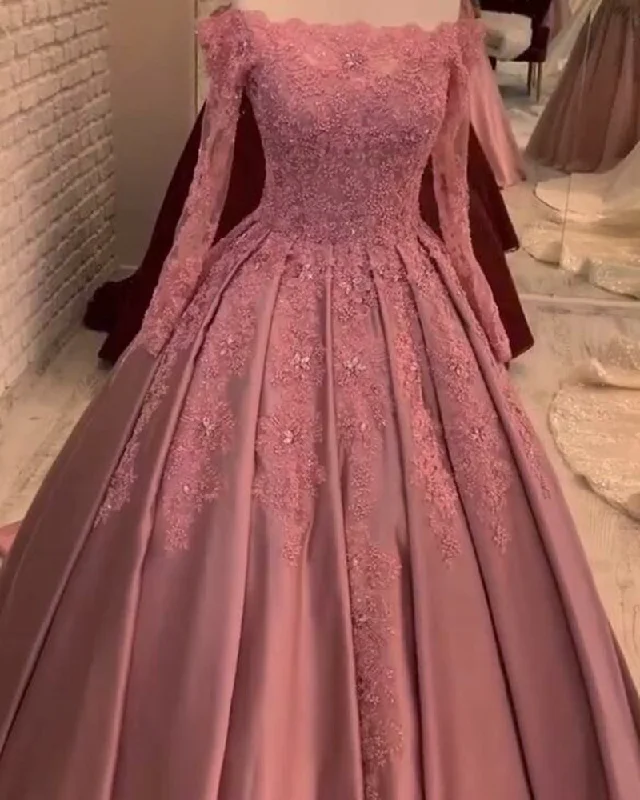 Fantastic Deals Vintage Long Sleeves Lace Dusty Rose Pink Quinceanera Ball Gown Wedding Dress Women Formal Prom Gown WD0919 Fantastic Deals Vintage Long Sleeves Lace Dusty Rose Pink Quinceanera Ball Gown Wedding Dress Women Formal Prom Gown WD0919
