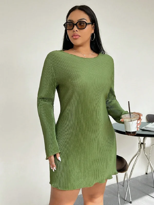 Seasonal Clearance Plus Size Long Sleeve Mini Dress