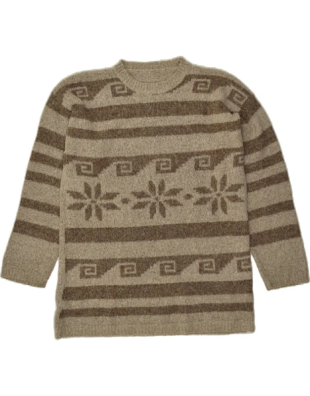 Overstock Sale VINTAGE Womens Crew Neck Jumper Sweater UK 20 2XL Grey Fair Isle