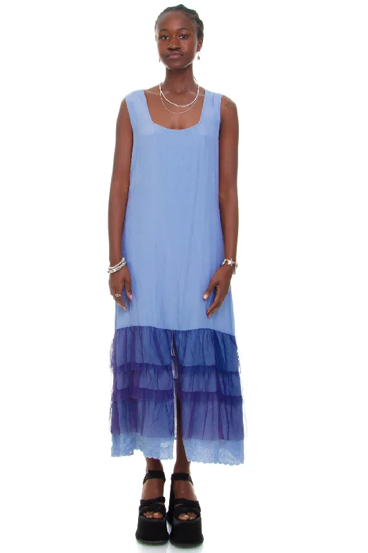 Seasonal Clearance Vintage Y2K Cloudy Grey Ruffle Tank Dress - S/M