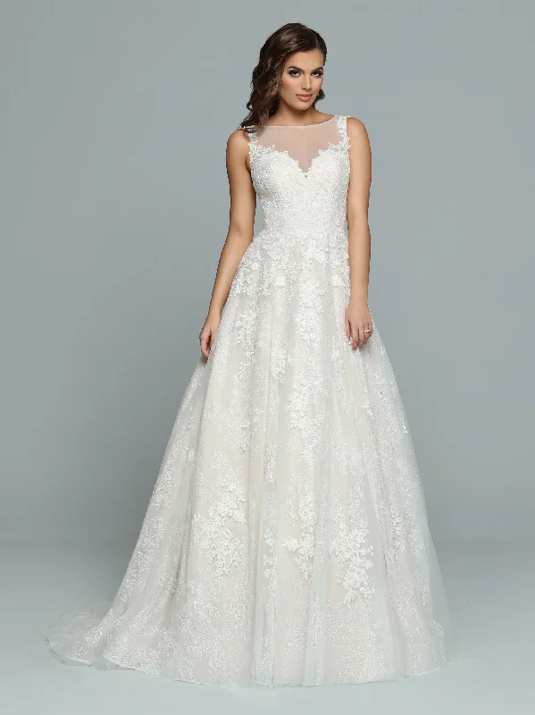 Price Buster Davinci Bridal 50675 A Line Lace Ballgown Wedding Dress Bridal Gown Sheer high neck