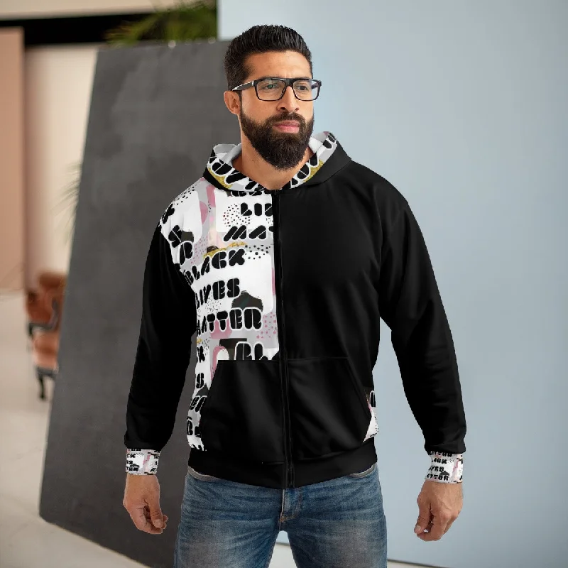 Super Sale AOP Unisex Zip Hoodie Black lives Matter