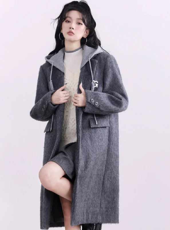 Today’s Deal Charcoal Gray Hooded Denim Long Coat