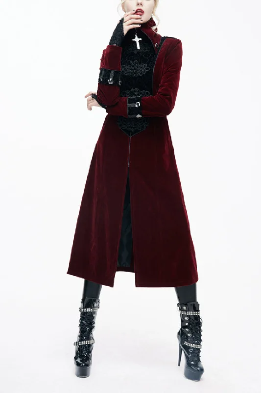 Take Advantage Red Stand Collar Retro Stage Costume Women's Gothic Coat