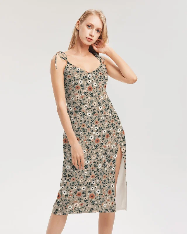 Daily Specials Busy and pretty Women's All-Over Print Tie Strap Split Dress