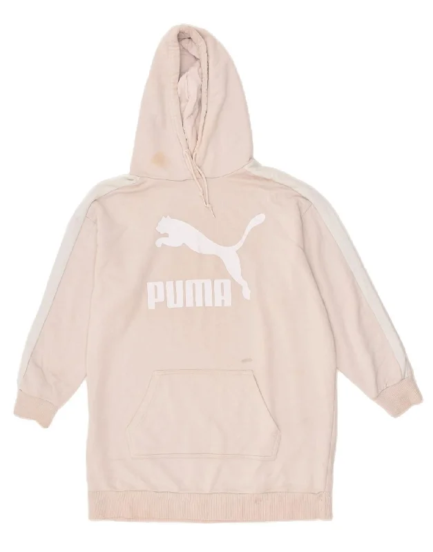 Special Offer PUMA Womens Oversized Longline Hoodie Jumper UK 14 Medium Beige Cotton